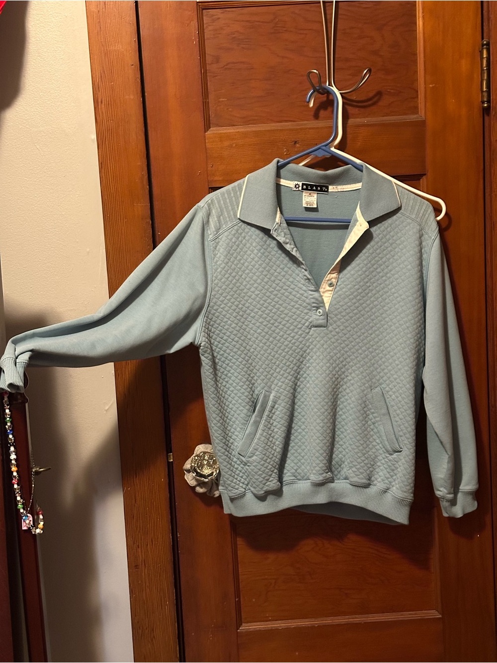 Blair Light Blue Quilted Polo Pullover